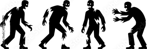 Silhouette Zombie Figures Set Horror Walking Dead Halloween