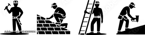 Construction Workers Building Tools Safety Helmet