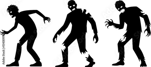 Silhouette Zombie Horde Set Horror Halloween Characters
