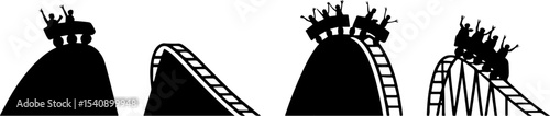 Rollercoaster Ride Thrill People Amusement Park Set