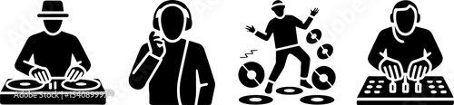 DJ Music Turntable Mixer Performer with Headphones Entertainments