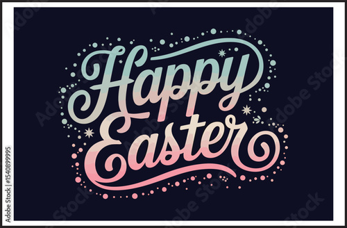 Happy Easter Decorative Typography - Elegant Easter Greeting Lettering Vector Design