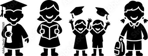 School Children Graduation Celebration Educations
