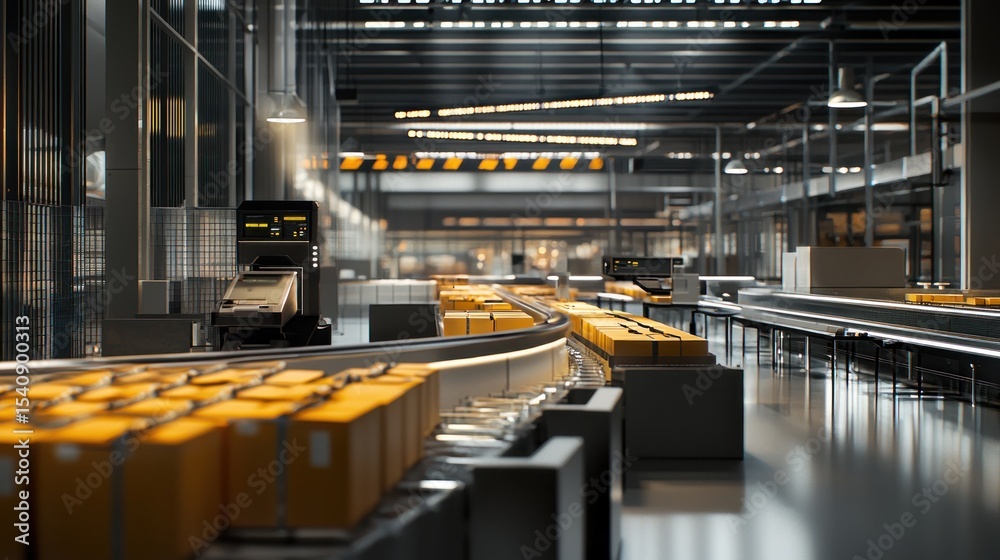 Naklejka premium Warehouse conveyor boxes