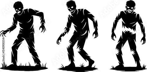 Silhouette Zombie Walk Stance Horror Halloween Concept