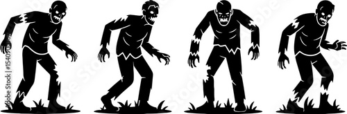 Zombie Monster Silhouettes Creepy Horror Halloween Characters