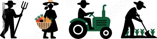 Farmers Working Agriculture Tractor Harvesting Vegetabless
