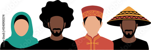 Diverse Cultural People Wearing Traditional Clothing Avatars