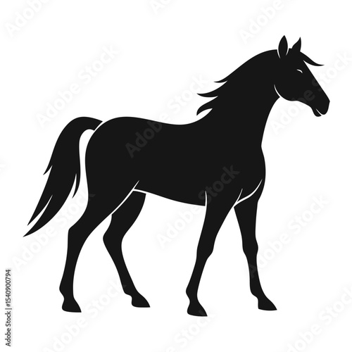 Horse silhouette vector and editable with white background 