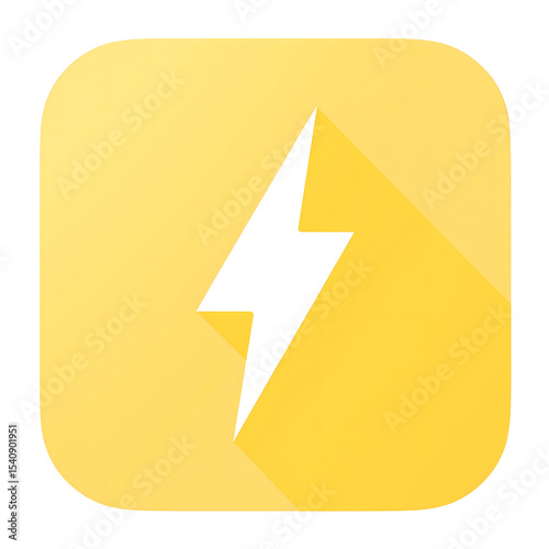 Free Download A flat mobile app icon of a lightning bolt, clean geometric shapes, isolated on a transparent background, yellow and white, modern, vibrant. - GFXLoad