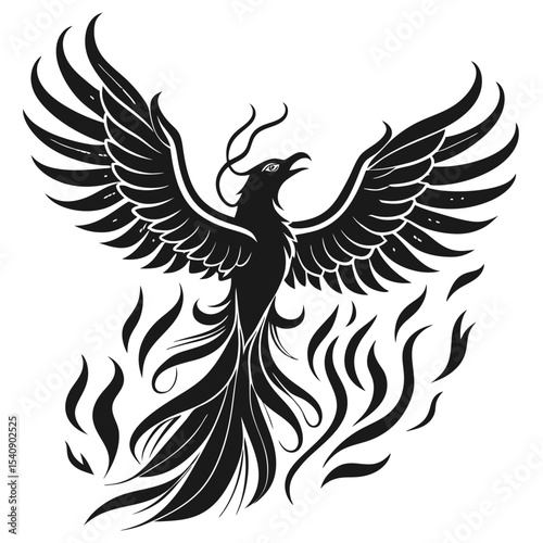 A majestic phoenix rising from the flames, symbolizing rebirth and transformation
