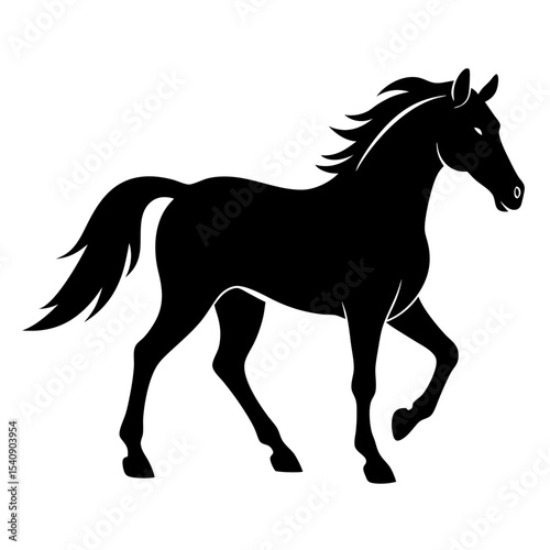 Horse silhouette vector and editable with white background 