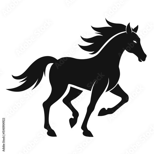 Horse silhouette vector and editable with white background 