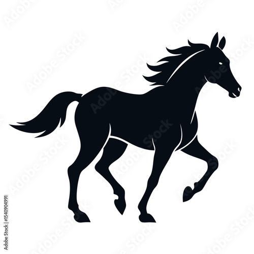 Horse silhouette vector and editable with white background 
