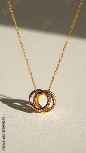 Elegant Gold Intertwined Necklace Resting on a Soft Surface at Midday