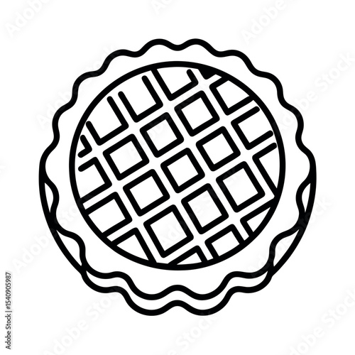 Crispy Waffle Outline Illustration Vector