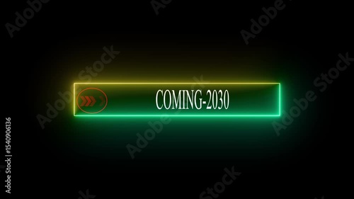 Digital Neon Coming Soon 2030 Text and Arrow – 4K Transparent Motion Design