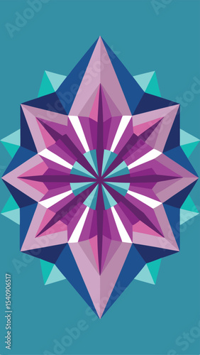 Geometric starburst in shades of purple blue and teal offers versatile graphic design options