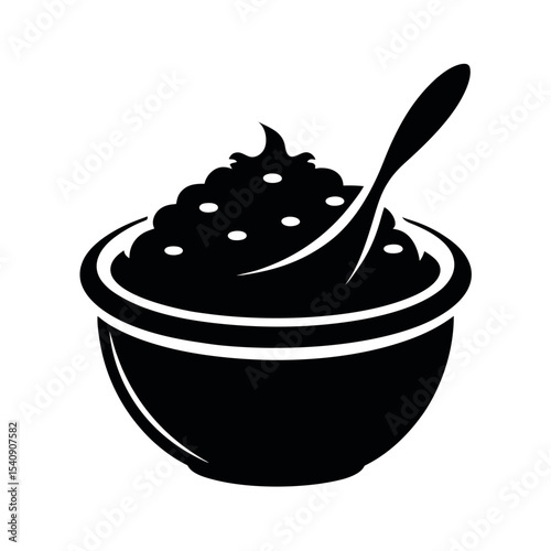 Warm Porridge Meal Black Silhouette