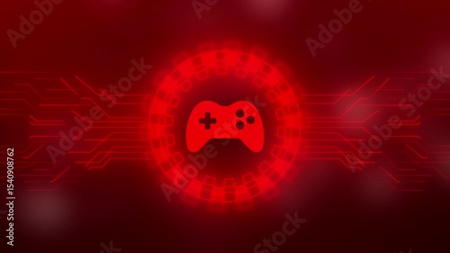Gaming pad and joystick play video game symbol digital concept. Cyber technology and computer network background