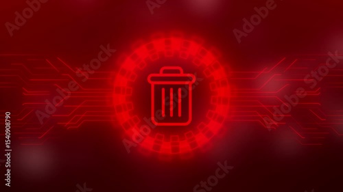 Trash can icon on black background. Recycle icon, Office trash icon, neon delete icon isolate, remove clean icon animation concept.