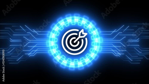 Target business strategy and success motivation symbol abstract digital concept. Global network and cyber technology background .