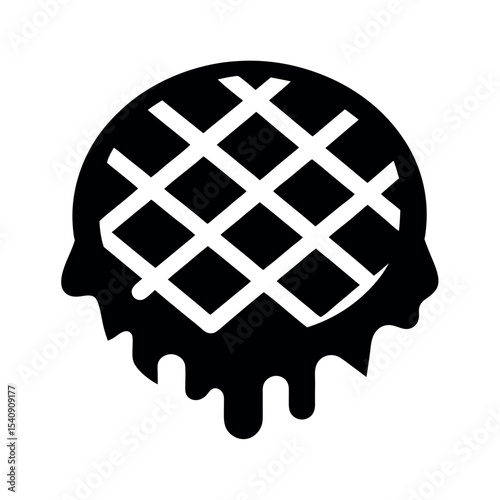 Crispy Waffle Black Silhouette Drawing
