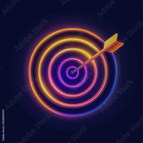 A glowing target icon with a bullseye on a dark gradient