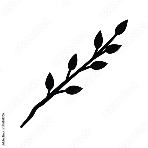 Willow Branch Plant Silhouette Vector