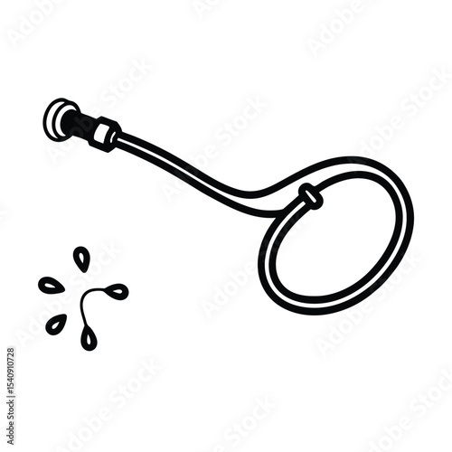 High resolution vector illustration of a garden hose spraying water ideal for gardening landscaping or irrigation designs