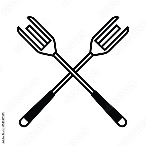 Crossed grill utensils bbq grilling cooking kitchen vector design