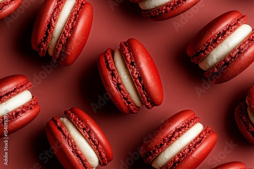 Delicious Chocolate Macarons With Creamy Filling Arranged on a Warm Background.