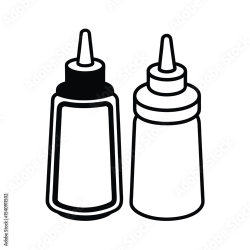 Classic ketchup and mustard bottles detailed vector illustration for food packaging menu design and restaurant branding