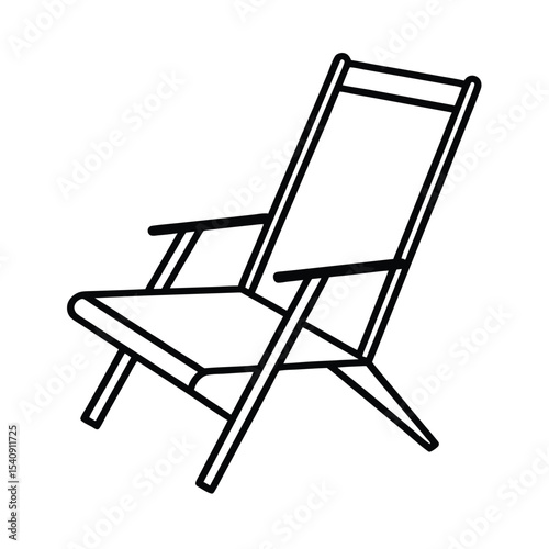 Detailed vector illustration of a comfortable lawn chair for relaxation