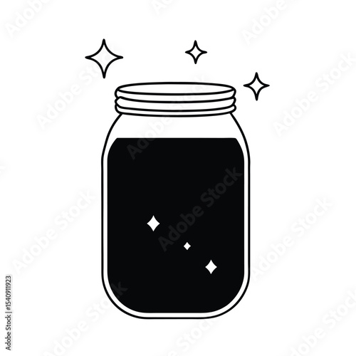 Sparkling mason jar with glimmering lights a vibrant vector illustration