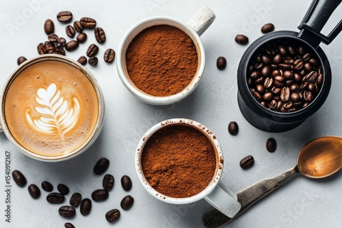Enjoying Rich Coffee Experiences With Freshly Brewed Drinks and Ground Beans ...