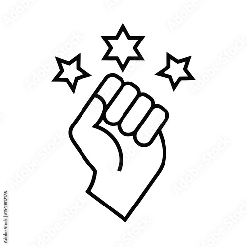 Powerful raised fist with stars bold protest revolution and freedom vector graphic