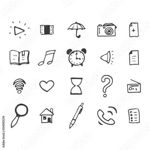 set of doodle icons