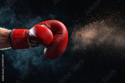 Boxer Throws Powerful Punch in Dynamic Moment Captured During Training Session.