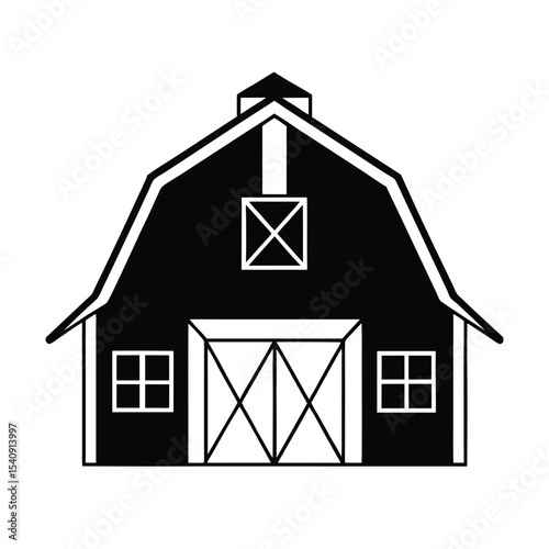 Rustic american barn vector illustration detailed design of a classic red barn with farm setting