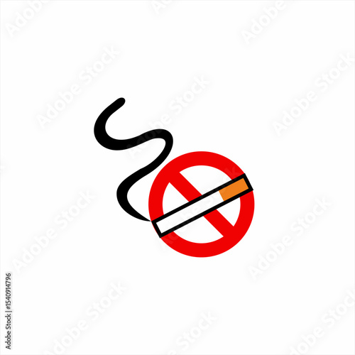 No smoking icon logo design with cigarette smoke concept forming the letter S.