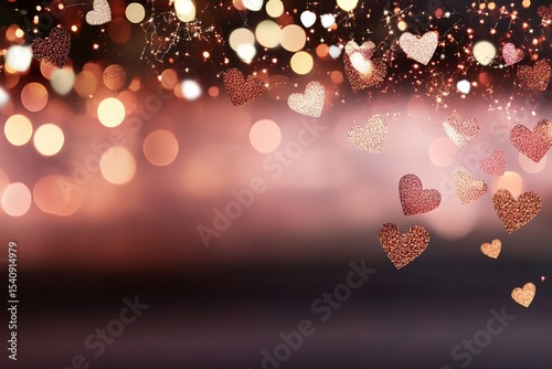Romantic Heart Decorations With Sparkles Creating a Dreamy Atmosphere for Cel...