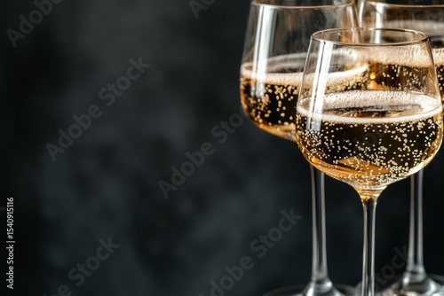 Sparkling Drinks in Elegant Glasses Set Against a Dark Textured Background fo...