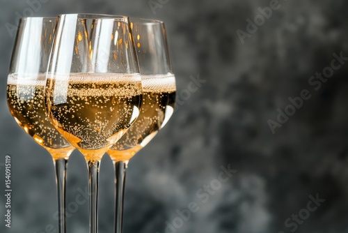 Sparkling Drinks in Elegant Glasses Set Against a Dark Textured Background fo...