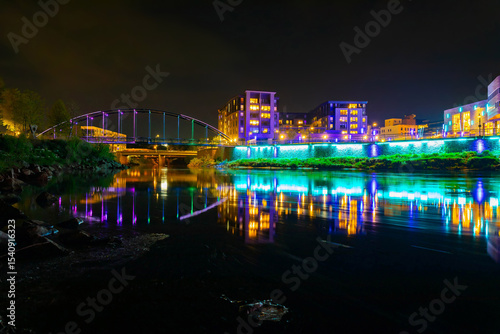 Haymarket Plaza and Phoenix Park Footbridge at Night