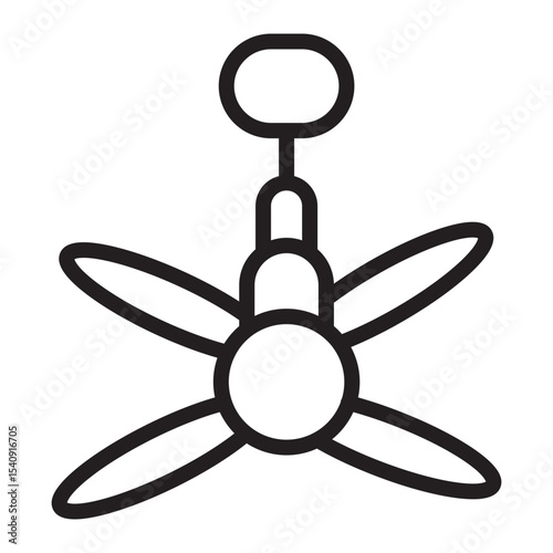 Ceiling Fan Vector Line Icon Design
