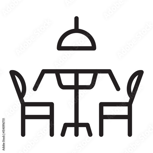 Dining Table Vector Line Icon Design
