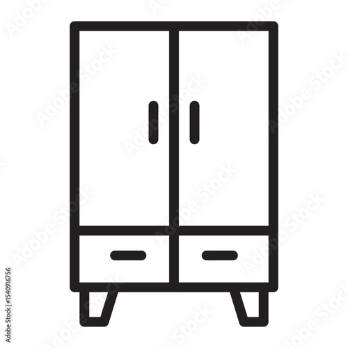 Wardrobe Vector Line Icon Design