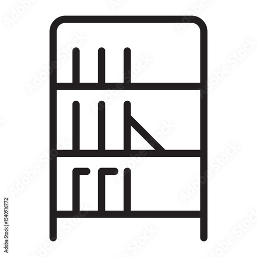 Bookshelf Vector Line Icon Design