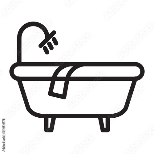 Bathtub Vector Line Icon Design